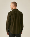 Mens Shirt Long Sleeve Regular Fit Cotton Corduroy Western Details Front Yoke Functional Pockets Snaps - Green 63_611H036_VER190414_6