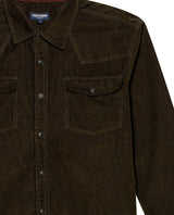 Mens Shirt Long Sleeve Regular Fit Cotton Corduroy Western Details Front Yoke Functional Pockets Snaps - Green 63_611H036_VER190414_8