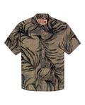 Mens Shirt Short Sleeve Classic Fit Resort Cotton Fullprint Tropical Corrugated Texture Flag Label - Brown 63_611H038_CAF191016_3