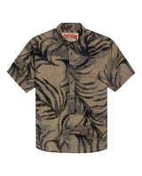 Mens Shirt Short Sleeve Classic Fit Resort Cotton Fullprint Tropical Corrugated Texture Flag Label - Brown 63_611H038_CAF191016_3