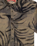 Mens Shirt Short Sleeve Classic Fit Resort Cotton Fullprint Tropical Corrugated Texture Flag Label - Brown 63_611H038_CAF191016_8