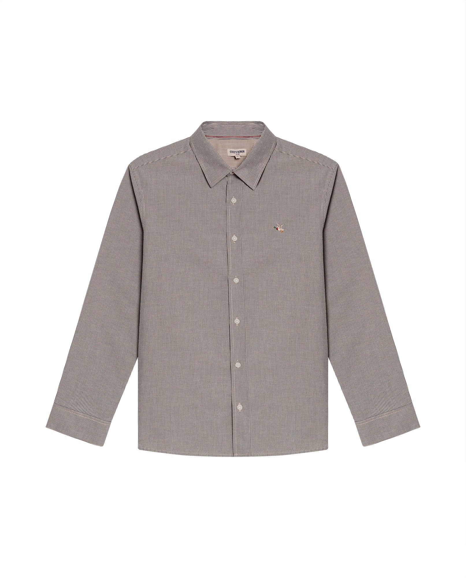 Mens Shirt Long Sleeve Slim Fit Oxford Cotton Pinstripe Pattern Contrast Side Pieces Yokes Marked Buttons - Blue 63_611H039_AZU193923_3