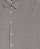 Mens Shirt Long Sleeve Slim Fit Oxford Cotton Pinstripe Pattern Contrast Side Pieces Yokes Marked Buttons - Blue 63_611H039_AZU193923_8
