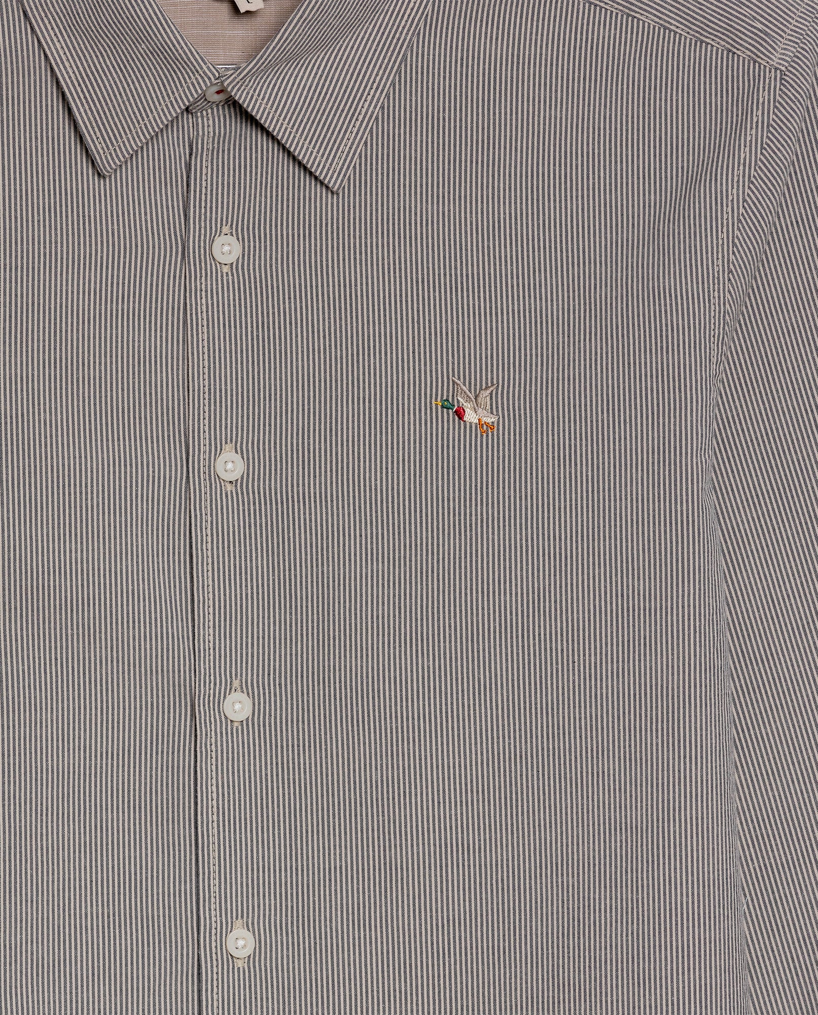 Mens Shirt Long Sleeve Slim Fit Oxford Cotton Pinstripe Pattern Contrast Side Pieces Yokes Marked Buttons - Blue 63_611H039_AZU193923_8