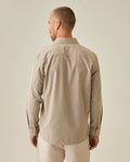 Mens Shirt Long Sleeve Slim Fit Oxford Cotton Pinstripe Pattern Contrast Side Pieces Yokes Marked Buttons - Beige 63_611H039_BEI140002_6