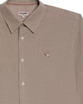 Mens Shirt Long Sleeve Slim Fit Oxford Cotton Pinstripe Pattern Contrast Side Pieces Yokes Marked Buttons - Beige 63_611H039_BEI140002_8