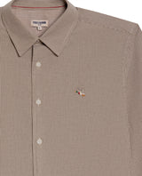 Mens Shirt Long Sleeve Slim Fit Oxford Cotton Pinstripe Pattern Contrast Side Pieces Yokes Marked Buttons - Beige 63_611H039_BEI140002_8