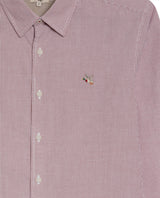 Mens Shirt Long Sleeve Slim Fit Oxford Cotton Pinstripe Pattern Contrast Side Pieces Yokes Marked Buttons - Brown 63_611H039_CAF191245_8