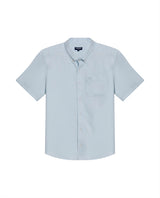 Mens Shirt Short Sleeve Slim Fit Button Down Cotton Slub Effect Embroidered Duck Contrast Buttons - Blue 63_611H040_AZU134202_3