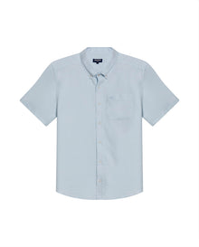 Mens Shirt Short Sleeve Slim Fit Button Down Cotton Slub Effect Embroidered Duck Contrast Buttons - Blue 63_611H040_AZU134202_3