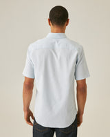 Mens Shirt Short Sleeve Slim Fit Button Down Cotton Slub Effect Embroidered Duck Contrast Buttons - Blue 63_611H040_AZU134202_6