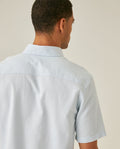 Mens Shirt Short Sleeve Slim Fit Button Down Cotton Slub Effect Embroidered Duck Contrast Buttons - Blue 63_611H040_AZU134202_7