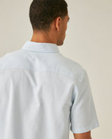 Mens Shirt Short Sleeve Slim Fit Button Down Cotton Slub Effect Embroidered Duck Contrast Buttons - Blue 63_611H040_AZU134202_7