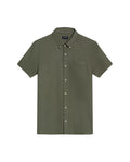 Mens Shirt Short Sleeve Slim Fit Button Down Cotton Slub Effect Embroidered Duck Contrast Buttons - Green 63_611H040_VER180515_3