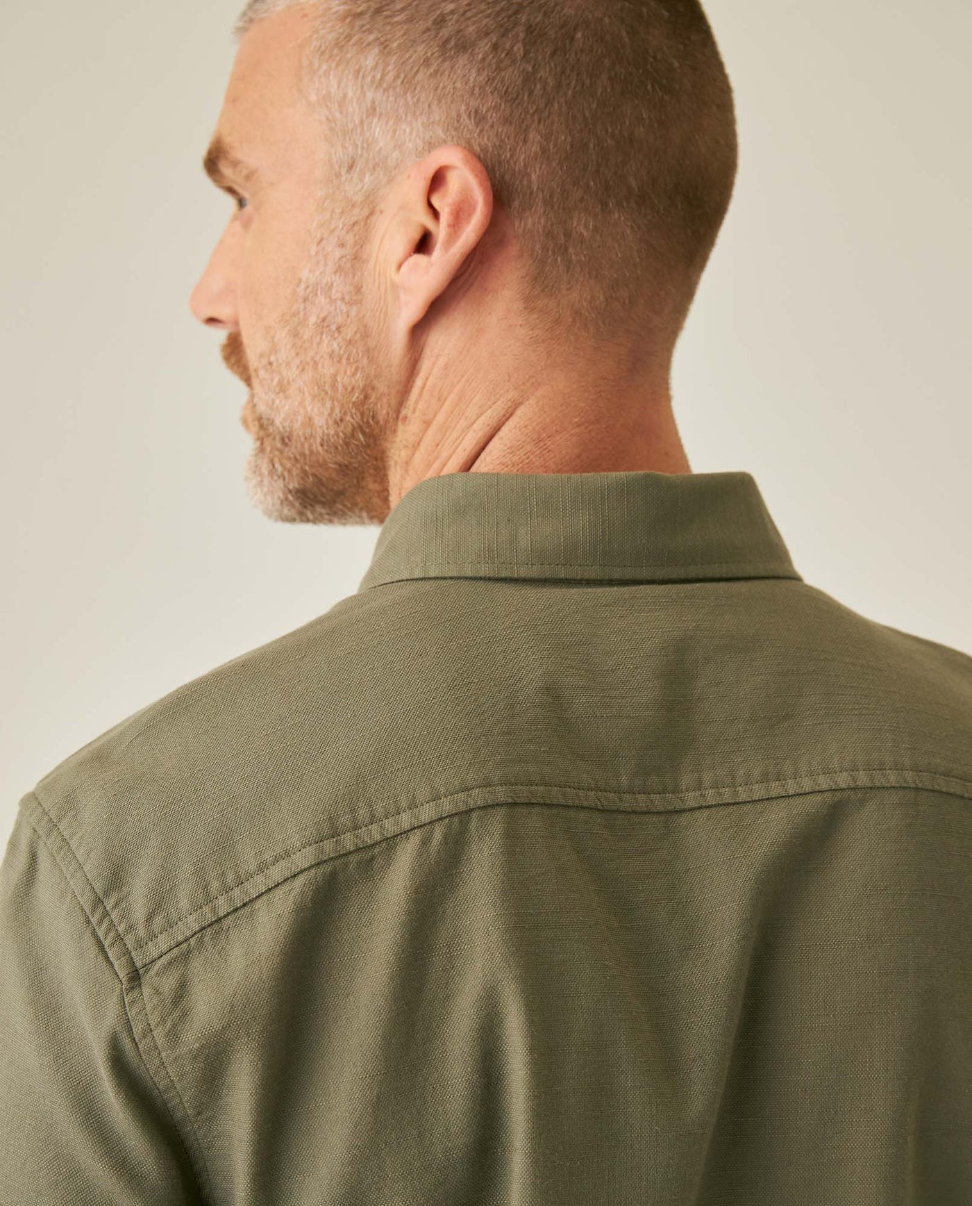 Mens Shirt Short Sleeve Slim Fit Button Down Cotton Slub Effect Embroidered Duck Contrast Buttons - Green 63_611H040_VER180515_7