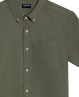 Mens Shirt Short Sleeve Slim Fit Button Down Cotton Slub Effect Embroidered Duck Contrast Buttons - Green 63_611H040_VER180515_8