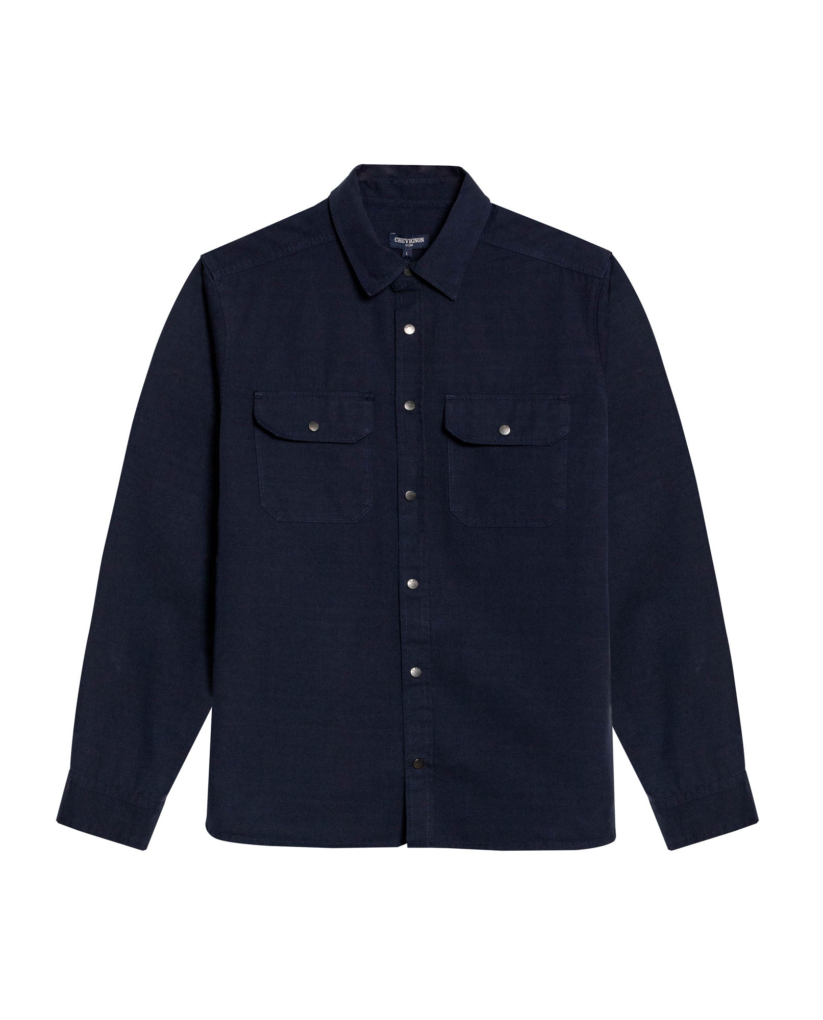 Mens Slim Fit Cotton Lyocell Cargo Shirt - Blue 63_611H041_AZU193923_3