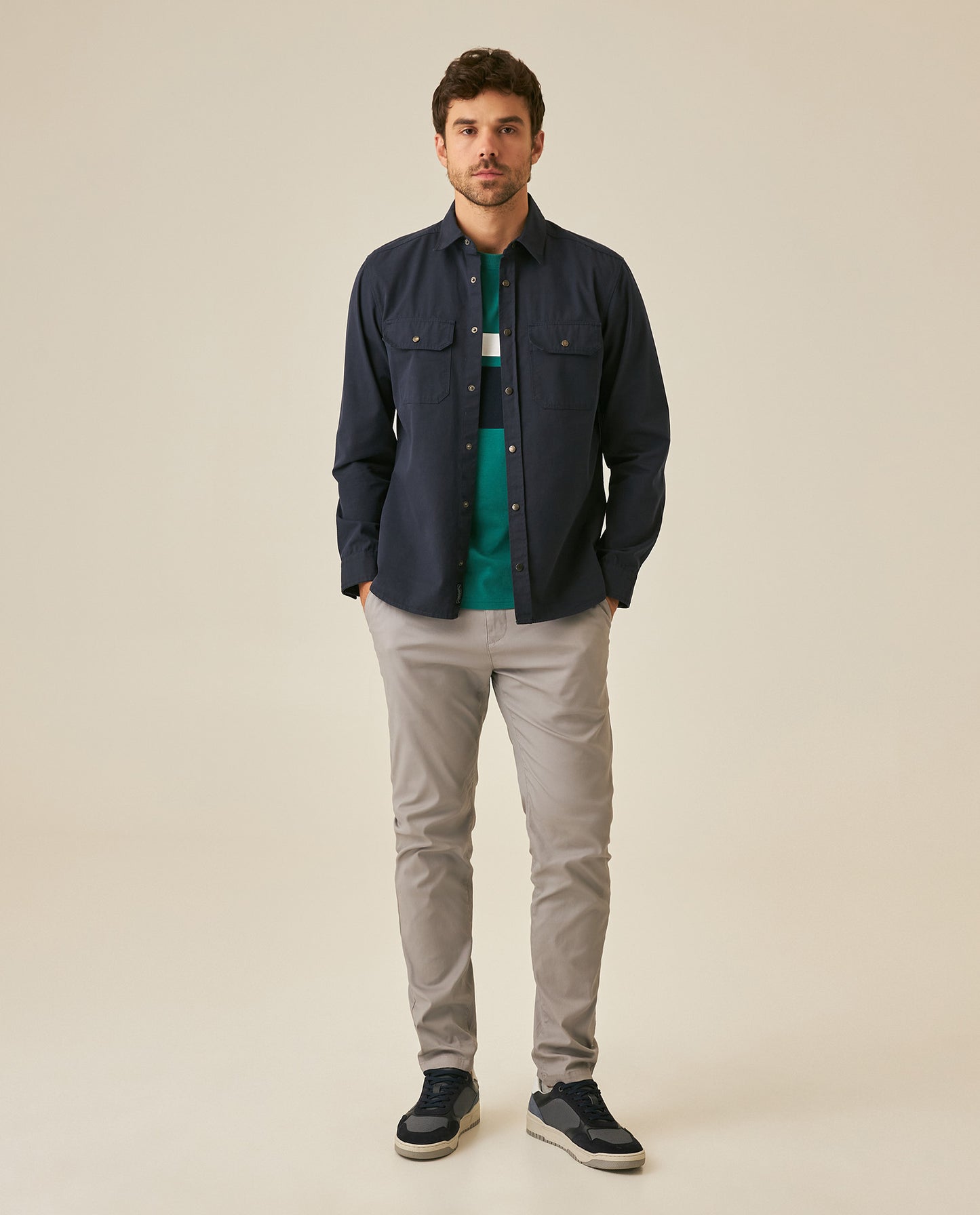 Mens Slim Fit Cotton Lyocell Cargo Shirt - Blue 63_611H041_AZU193923_4