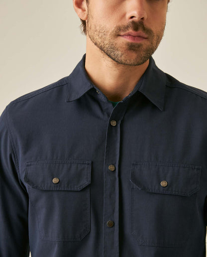 Mens Slim Fit Cotton Lyocell Cargo Shirt - Blue 63_611H041_AZU193923_5