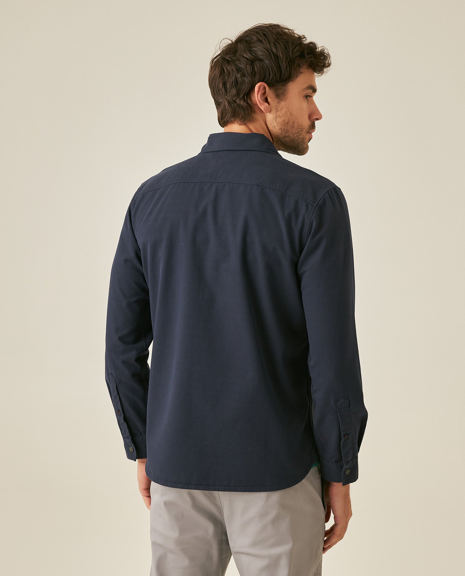 Mens Slim Fit Cotton Lyocell Cargo Shirt - Blue 63_611H041_AZU193923_6