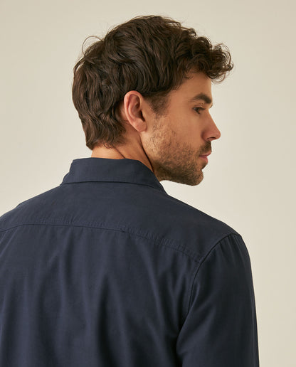 Mens Slim Fit Cotton Lyocell Cargo Shirt - Blue 63_611H041_AZU193923_7