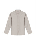 Mens Shirt Long Sleeve Slim Fit Button Down Cotton Lyocell Jeanswear Texture Utilitarian Red Side Details - Gray 63_611H042_GRI140000_3