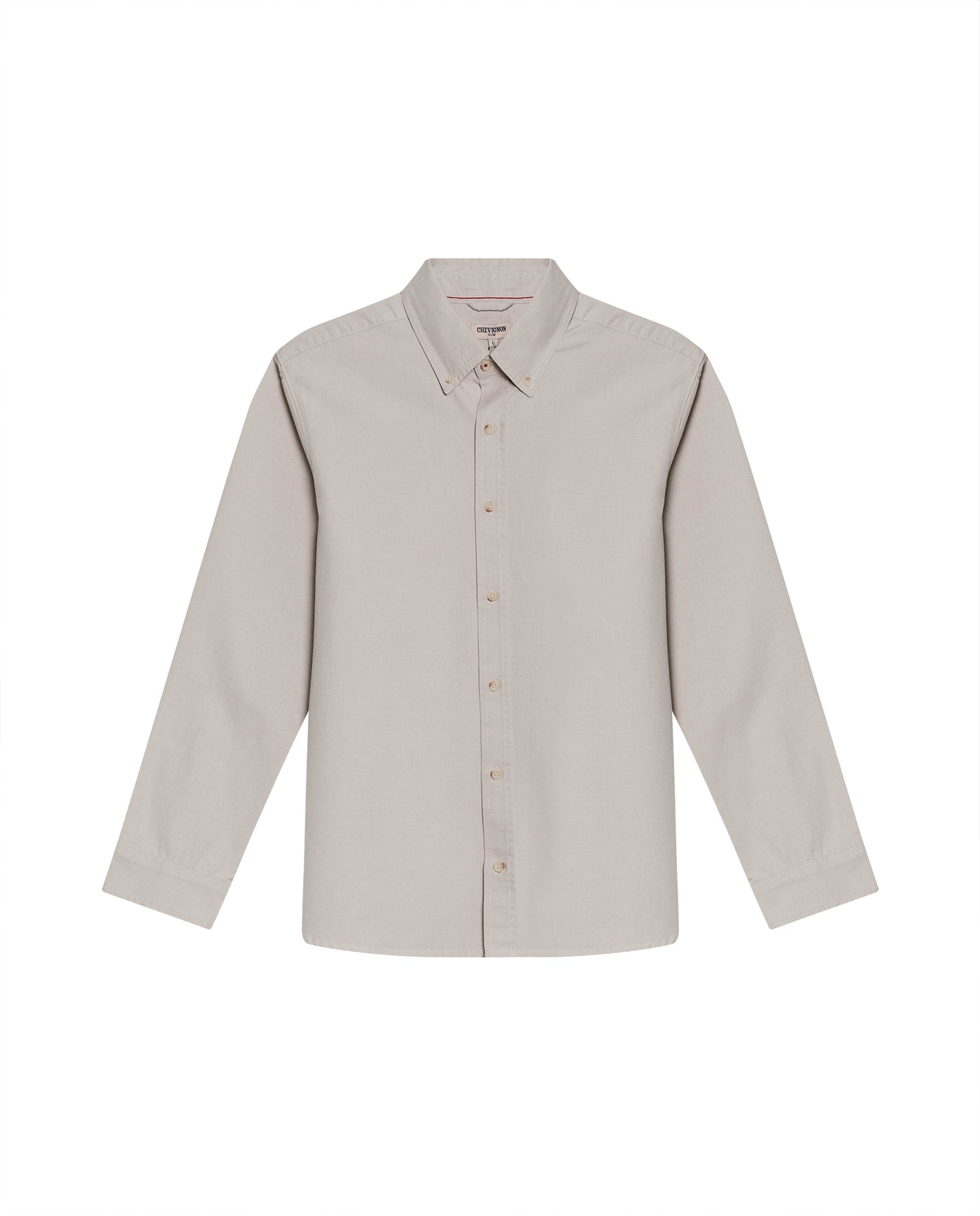 Mens Shirt Long Sleeve Slim Fit Button Down Cotton Lyocell Jeanswear Texture Utilitarian Red Side Details - Gray 63_611H042_GRI140000_3