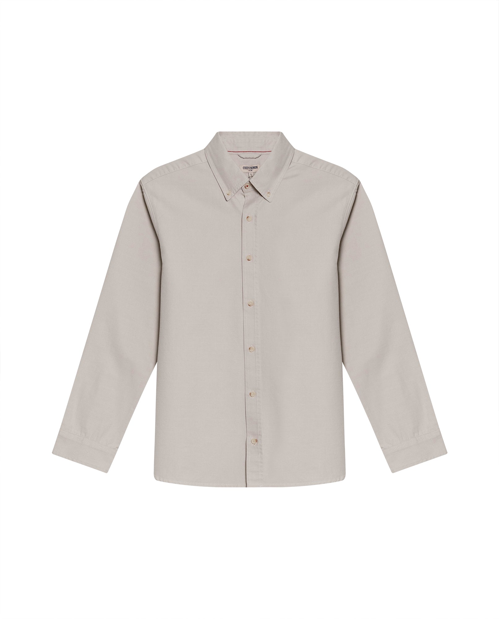 Mens Shirt Long Sleeve Slim Fit Button Down Cotton Lyocell Jeanswear Texture Utilitarian Red Side Details - Gray 63_611H042_GRI140000_3