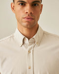 Mens Shirt Long Sleeve Slim Fit Button Down Cotton Lyocell Jeanswear Texture Utilitarian Red Side Details - Gray 63_611H042_GRI140000_5