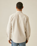 Mens Shirt Long Sleeve Slim Fit Button Down Cotton Lyocell Jeanswear Texture Utilitarian Red Side Details - Gray 63_611H042_GRI140000_6