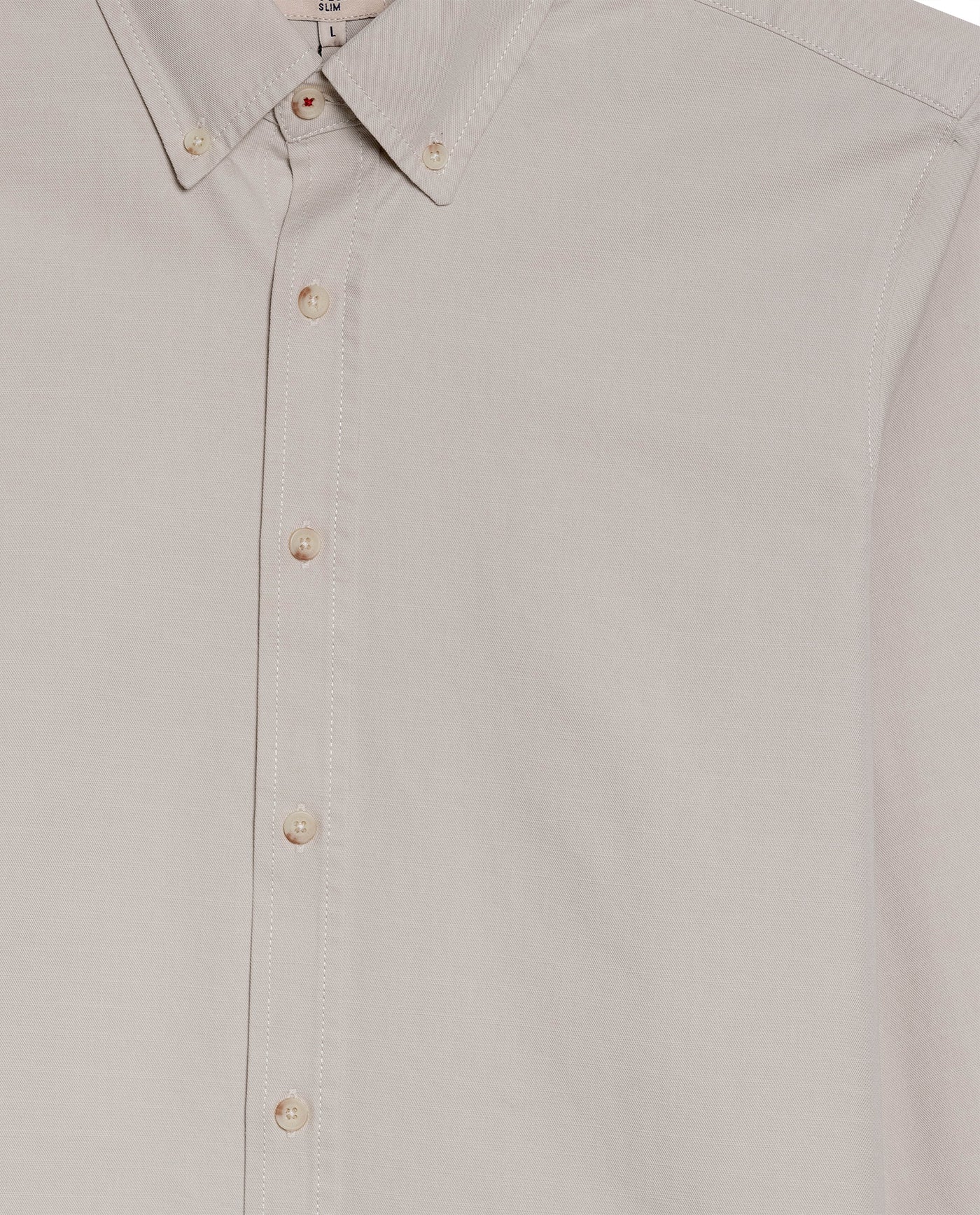 Mens Shirt Long Sleeve Slim Fit Button Down Cotton Lyocell Jeanswear Texture Utilitarian Red Side Details - Gray 63_611H042_GRI140000_8