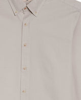 Mens Shirt Long Sleeve Slim Fit Button Down Cotton Lyocell Jeanswear Texture Utilitarian Red Side Details - Gray 63_611H042_GRI140000_8