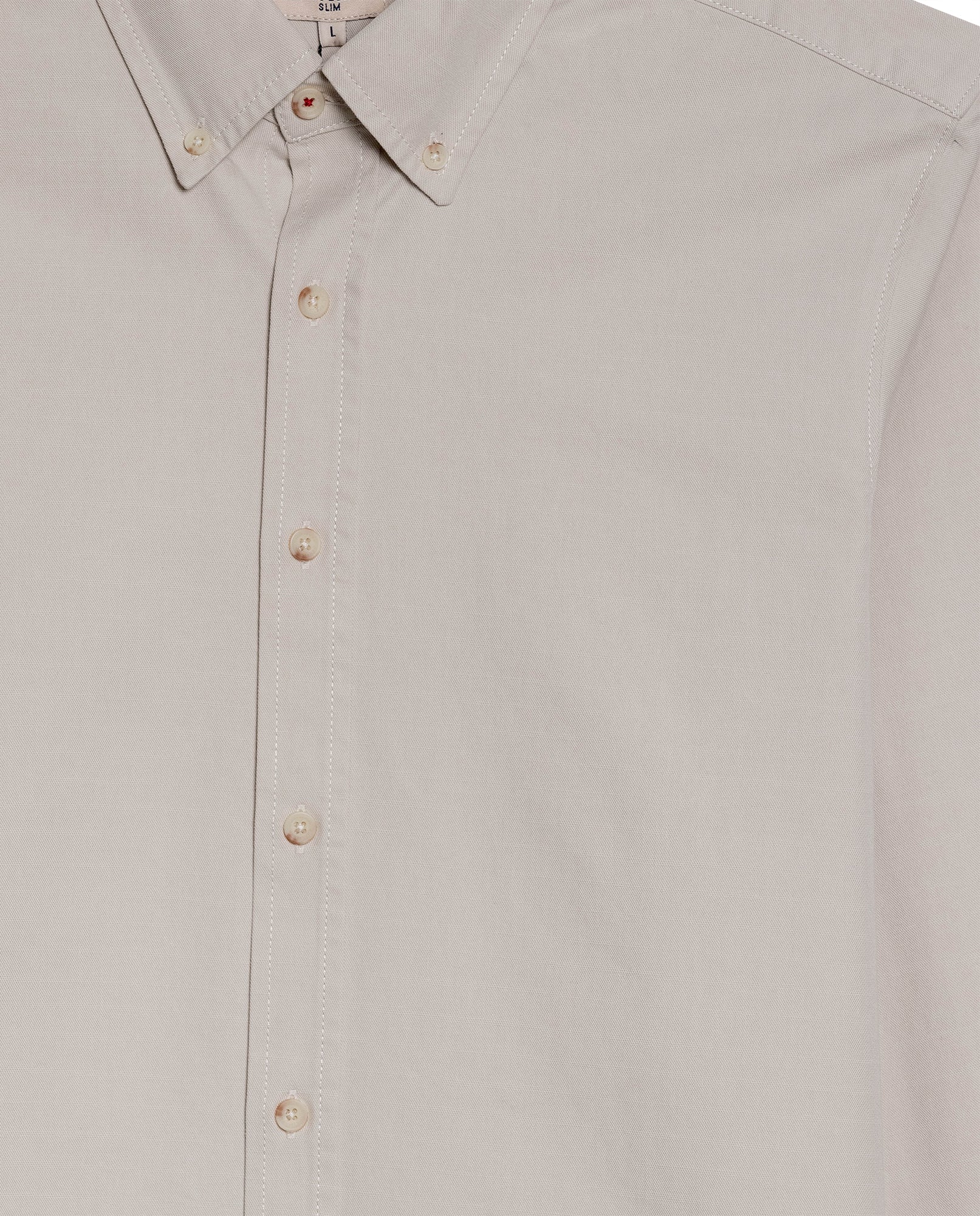 Mens Shirt Long Sleeve Slim Fit Button Down Cotton Lyocell Jeanswear Texture Utilitarian Red Side Details - Gray 63_611H042_GRI140000_8