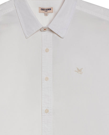 Mens Shirt Long Sleeve Slim Fit Cotton Twill Collar Stay Tone on Tone Duck Professional Structure - Raw 63_611H043_CRU110606_3