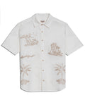 Mens Shirt Short Sleeve Classic Fit Resort Cotton Twill Embroidered Localized Palm Trees Effect Buttons - Raw 63_611H044_CRU110701_3