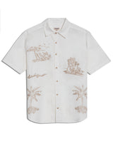 Mens Shirt Short Sleeve Classic Fit Resort Cotton Twill Embroidered Localized Palm Trees Effect Buttons - Raw 63_611H044_CRU110701_3