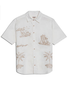 Mens Shirt Short Sleeve Classic Fit Resort Cotton Twill Embroidered Localized Palm Trees Effect Buttons - Raw 63_611H044_CRU110701_3