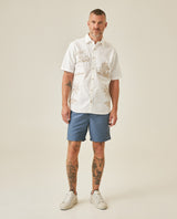 Mens Shirt Short Sleeve Classic Fit Resort Cotton Twill Embroidered Localized Palm Trees Effect Buttons - Raw 63_611H044_CRU110701_5
