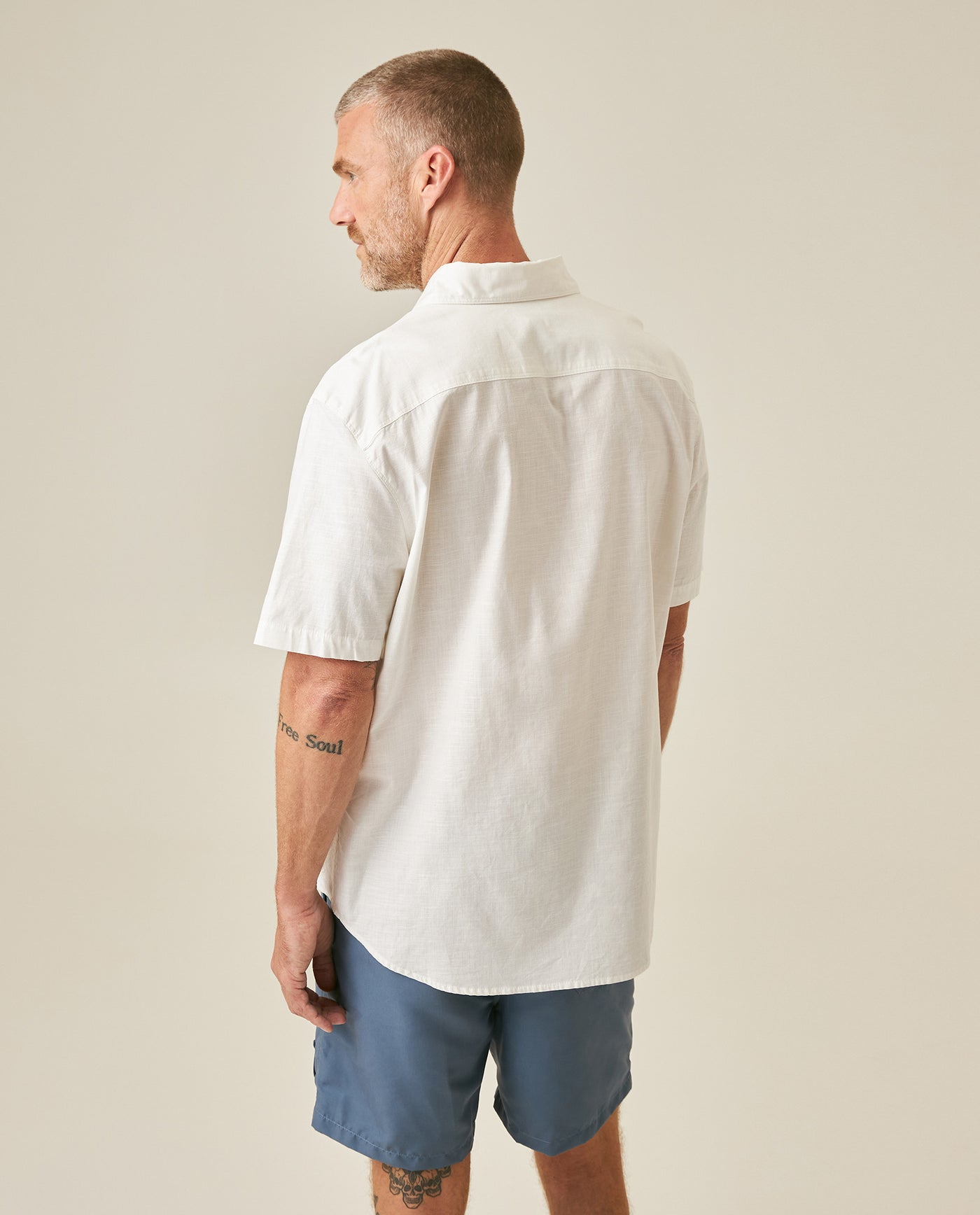 Mens Shirt Short Sleeve Classic Fit Resort Cotton Twill Embroidered Localized Palm Trees Effect Buttons - Raw 63_611H044_CRU110701_7