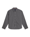 Mens Shirt Long Sleeve Slim Fit Cotton Coolmax Elastane Pre-Dyed Miniprint Check - Black 63_611H060_NEG194007_3