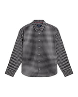 Mens Shirt Long Sleeve Slim Fit Cotton Coolmax Elastane Pre-Dyed Miniprint Check - Black 63_611H060_NEG194007_3