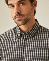 Mens Shirt Long Sleeve Slim Fit Cotton Coolmax Elastane Pre-Dyed Miniprint Check - Black 63_611H060_NEG194007_5