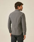 Mens Shirt Long Sleeve Slim Fit Cotton Coolmax Elastane Pre-Dyed Miniprint Check - Black 63_611H060_NEG194007_6