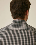 Mens Shirt Long Sleeve Slim Fit Cotton Coolmax Elastane Pre-Dyed Miniprint Check - Black 63_611H060_NEG194007_7