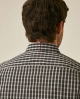 Mens Shirt Long Sleeve Slim Fit Cotton Coolmax Elastane Pre-Dyed Miniprint Check - Black 63_611H060_NEG194007_7