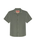 Mens Rodeo Shirt Short Sleeve Resort Classic Fit Lightweight Textured Cotton Open Collar - Green 63_611H701_VER190309_3