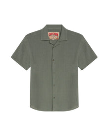 Mens Rodeo Shirt Short Sleeve Resort Classic Fit Lightweight Textured Cotton Open Collar - Green 63_611H701_VER190309_3