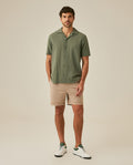 Mens Rodeo Shirt Short Sleeve Resort Classic Fit Lightweight Textured Cotton Open Collar - Green 63_611H701_VER190309_4