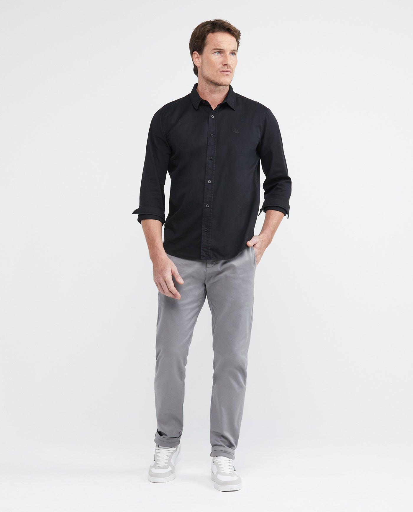 Men's Long Sleeve Shirt Duotone Duck Double Needle 100% Cotton 612E014 - 2