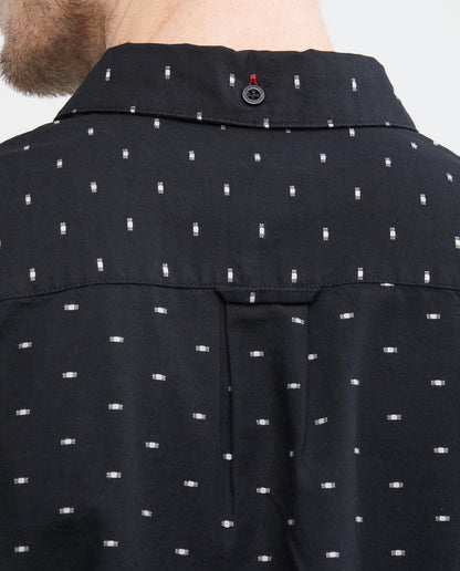 Men's Shirt, Slim Fit Long Sleeve - Mini Print - Black - 5